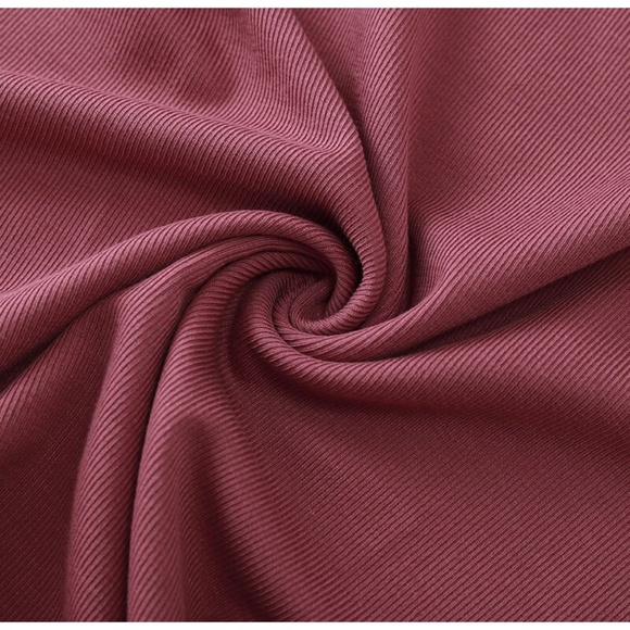 Ribbed Bodycon V-Neck Slim Dress Dark Mauve Pink - Picture 7 of 8